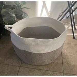 New XXXLarge Cotton Rope Basket 21.7" x 21.7" x 13.8" Woven Baby Laundry Basket